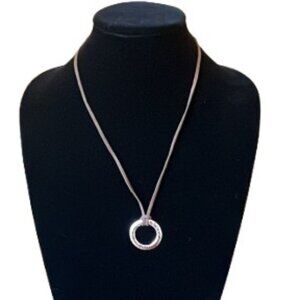 Gabriel & Co Sterling Silver Omega Pendant Brown Leather Strap Necklace - NIB